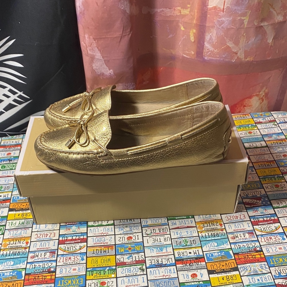 Michael Kors Daisy Moc Loafers Metallic Gold Leather Women’s 8.5M
